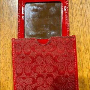 Coach Red Signature Mirror Case Compact Sleeve
